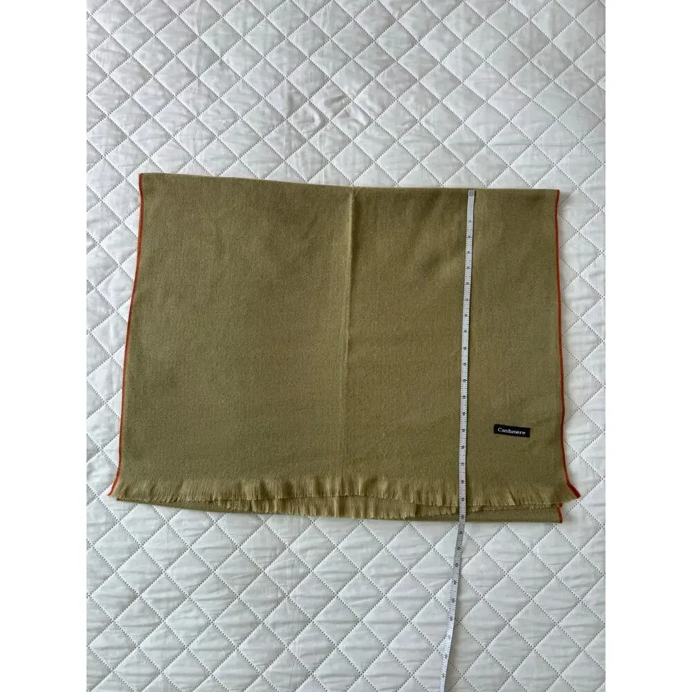 Cashmere Sage Green Fringe Scarf Wrap Shawl Olive Green Soft Winter Unisex